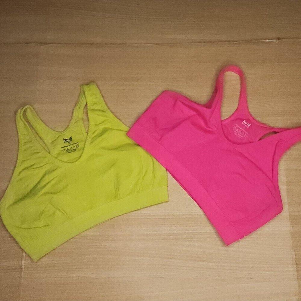 Pro-Fit Yellow Pink Low Impact Sports Bra Medium